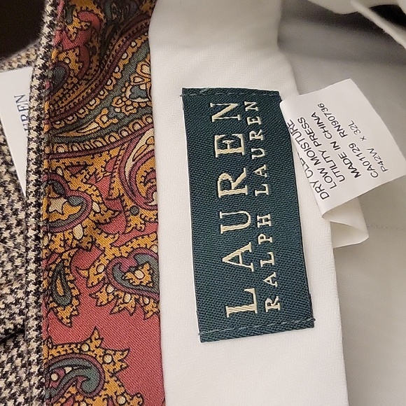 Lauren Ralph Lauren Pleated Front & Cuffed Pants Men's Size 42WX32L Cream (NEW) - Picture 7 of 7